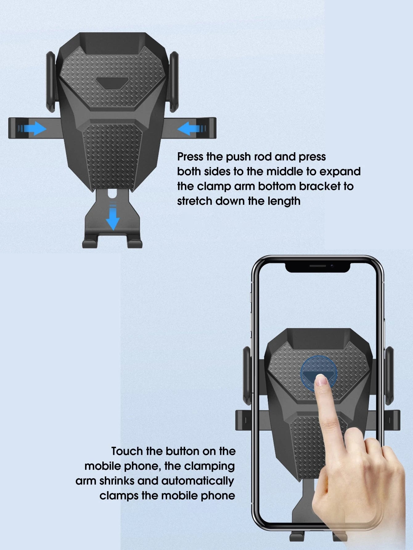 1pc Black Car Phone Holder, Multifunctional Telescopic Suction Cup Car Navigation Bracket, Suitable For Daily Driving Navigation And Phone Placement (Please Clean The Surface Before Use)