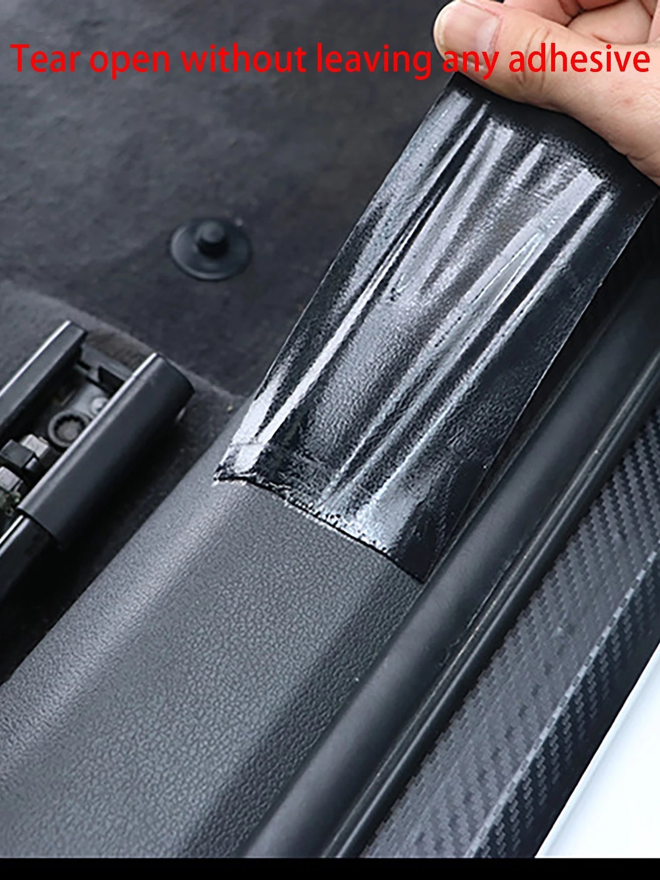 1pc Black Carbon Fiber Style 7cm*300cm Car Door Sill Guard Protector Strip For Diy And All Car Models