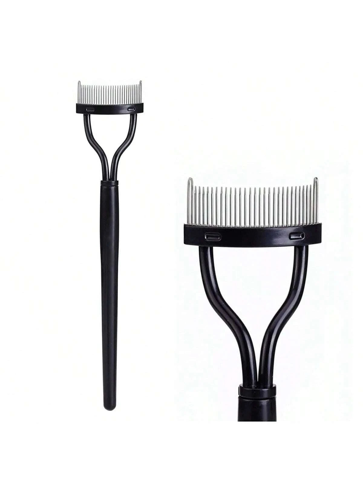 1pc Black Eyelash Comb Brush Stainless Steel Dense Teeth Comb Portable Eyelash Curling Tool Eye Makeup Tool False Eyelash Grooming Tool