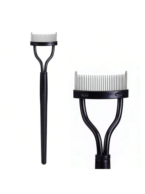 1pc Black Eyelash Comb Brush Stainless Steel Dense Teeth Comb Portable Eyelash Curling Tool Eye Makeup Tool False Eyelash Grooming Tool