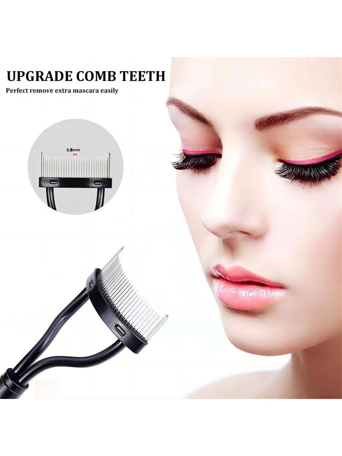 1pc Black Eyelash Comb Brush Stainless Steel Dense Teeth Comb Portable Eyelash Curling Tool Eye Makeup Tool False Eyelash Grooming Tool