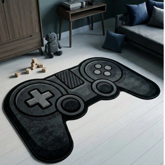 1pc Black Game Controller Shaped Rug, Nursery Decor Mat, Decorative Floor Mat, Children's Play Mat, Decorative Carpet, Bedroom Decor, Small Rug, Carpet, Home Decor, Outdoor Rug, Washable Carpet