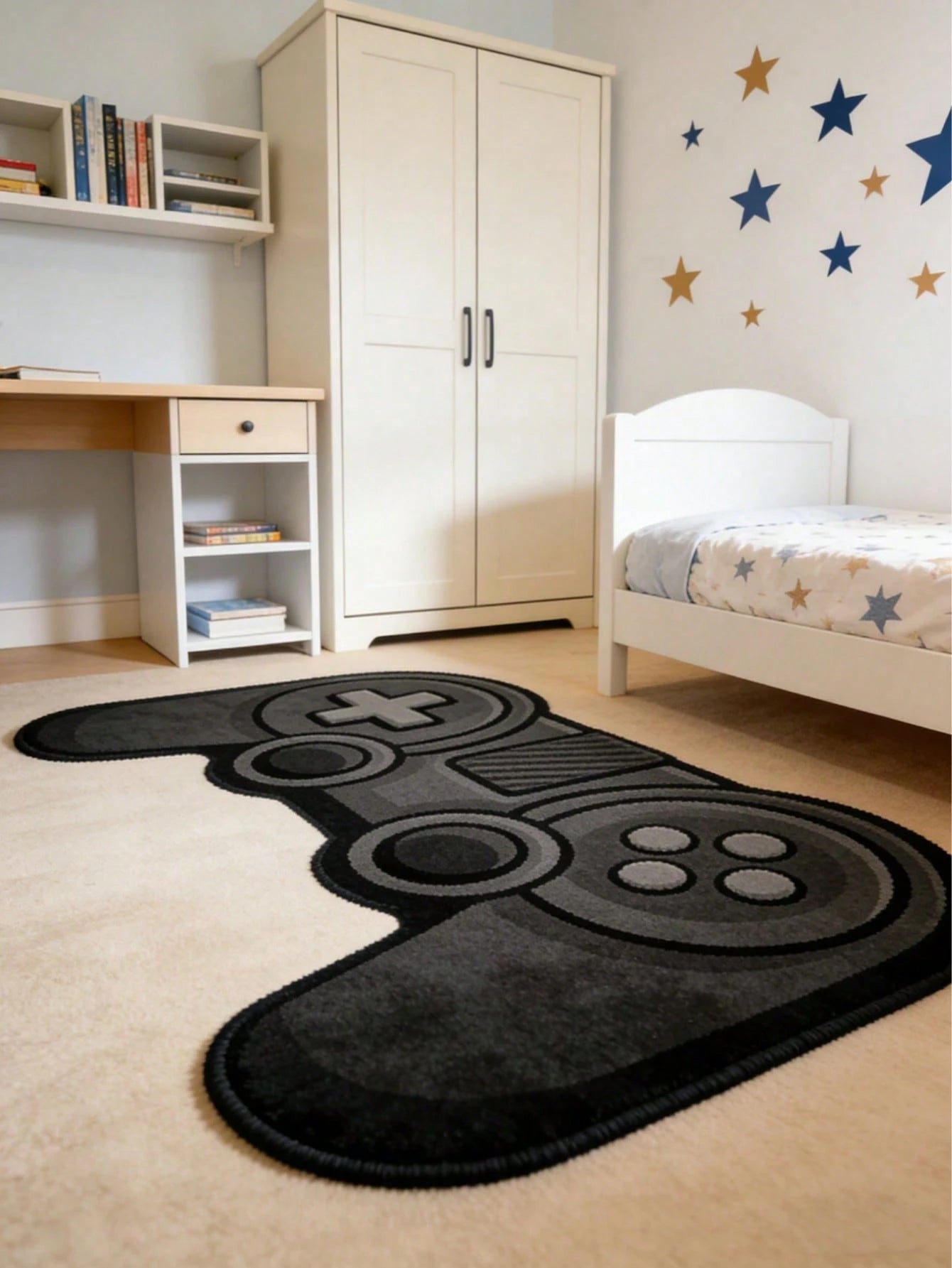 1pc Black Game Controller Shaped Rug, Nursery Decor Mat, Decorative Floor Mat, Children's Play Mat, Decorative Carpet, Bedroom Decor, Small Rug, Carpet, Home Decor, Outdoor Rug, Washable Carpet