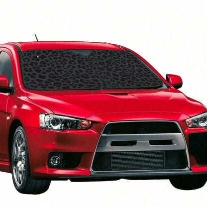 1pc Black Leopard Print Car Sunshade, Front Windshield Sunshade, Keeps Car Interior Cool, Suitable For SUV And Sedan