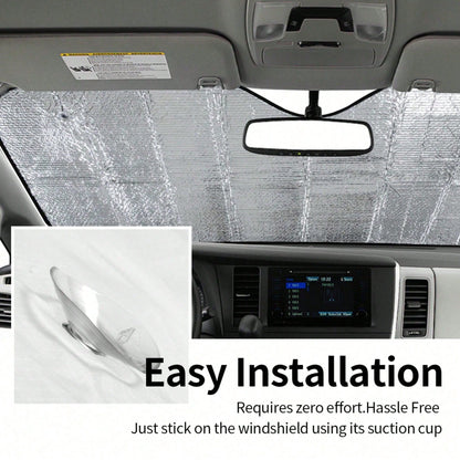 1pc Black Leopard Print Car Sunshade, Front Windshield Sunshade, Keeps Car Interior Cool, Suitable For SUV And Sedan