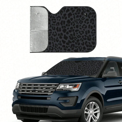 1pc Black Leopard Print Car Sunshade, Front Windshield Sunshade, Keeps Car Interior Cool, Suitable For SUV And Sedan