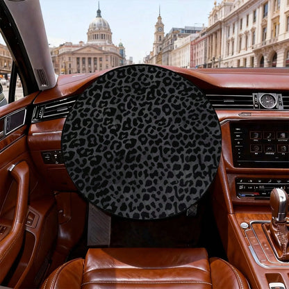 1pc Black Leopard Print Steering Wheel Sun Shade, Summer UV Protection, Keeps Steering Wheel Cool, Universal Thickened Sun Shade, Suitable For Car Interior Steering Wheel Cooling