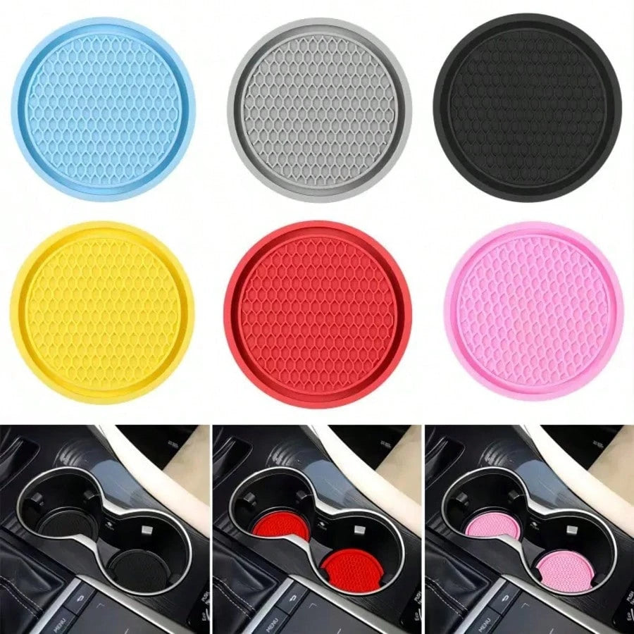 1PC Black Rhinestone Silicone Car Cup Holder Coaster, Artificial Diamond Car Interior Decoration, Non-Slip Storage Slot Door Pocket Mat