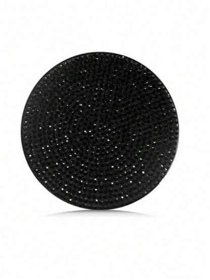 1PC Black Rhinestone Silicone Car Cup Holder Coaster, Artificial Diamond Car Interior Decoration, Non-Slip Storage Slot Door Pocket Mat