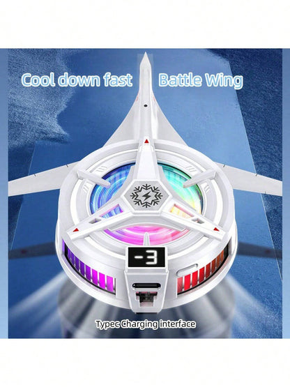 1pc Black Semiconductor Cooling Icing Phone Cooler Fan With Digital Display, Magnetic Adsorption, Compatible With Android & IOS Phones, Tablets, Gaming, Live Streaming, RGB Lights, 5V 3A Cooling Techn