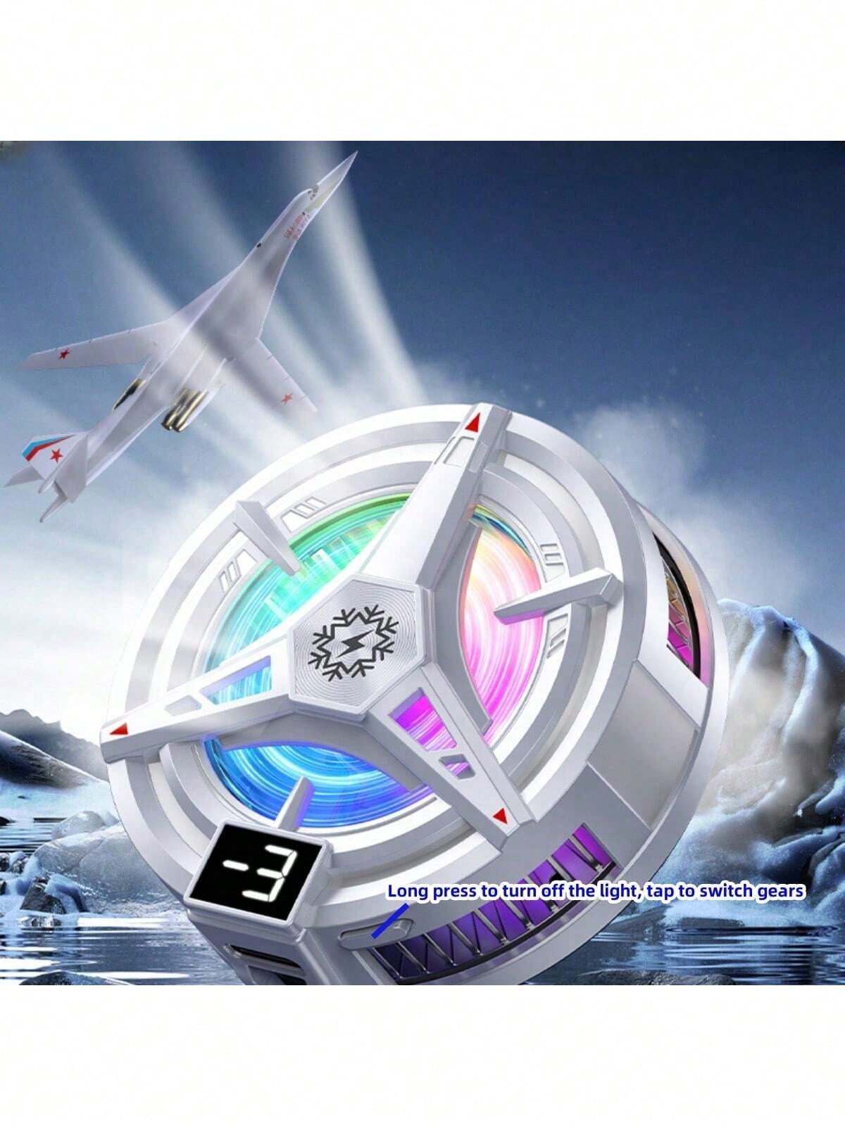 1pc Black Semiconductor Cooling Icing Phone Cooler Fan With Digital Display, Magnetic Adsorption, Compatible With Android & IOS Phones, Tablets, Gaming, Live Streaming, RGB Lights, 5V 3A Cooling Techn
