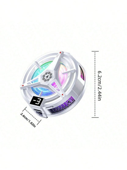1pc Black Semiconductor Cooling Icing Phone Cooler Fan With Digital Display, Magnetic Adsorption, Compatible With Android & IOS Phones, Tablets, Gaming, Live Streaming, RGB Lights, 5V 3A Cooling Techn