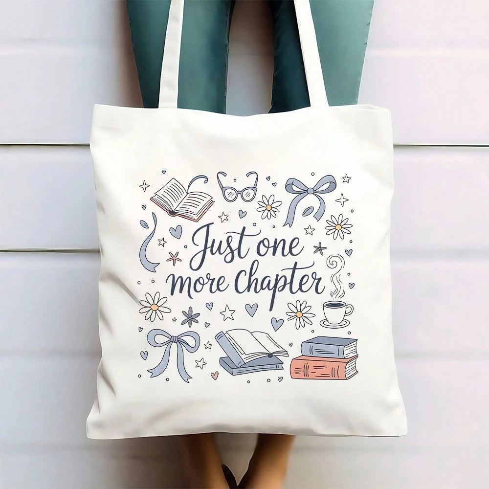 1pc Book-Themed Women's Large Tote Bag With Book Spine Design- Durable Canvas Reusable Grocery & Travel Bag, Sturdy Handle Shoulder Bag For Book Lovers Gift (Ideal For Shopping, Library, Daily Use)