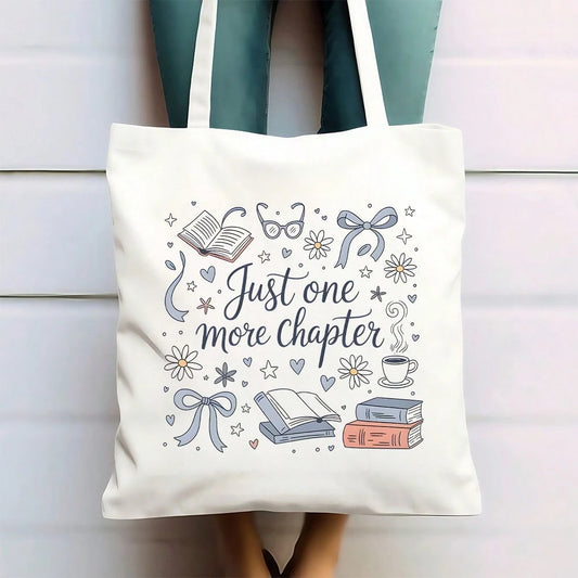 1pc Book-Themed Women's Large Tote Bag With Book Spine Design- Durable Canvas Reusable Grocery & Travel Bag, Sturdy Handle Shoulder Bag For Book Lovers Gift (Ideal For Shopping, Library, Daily Use)