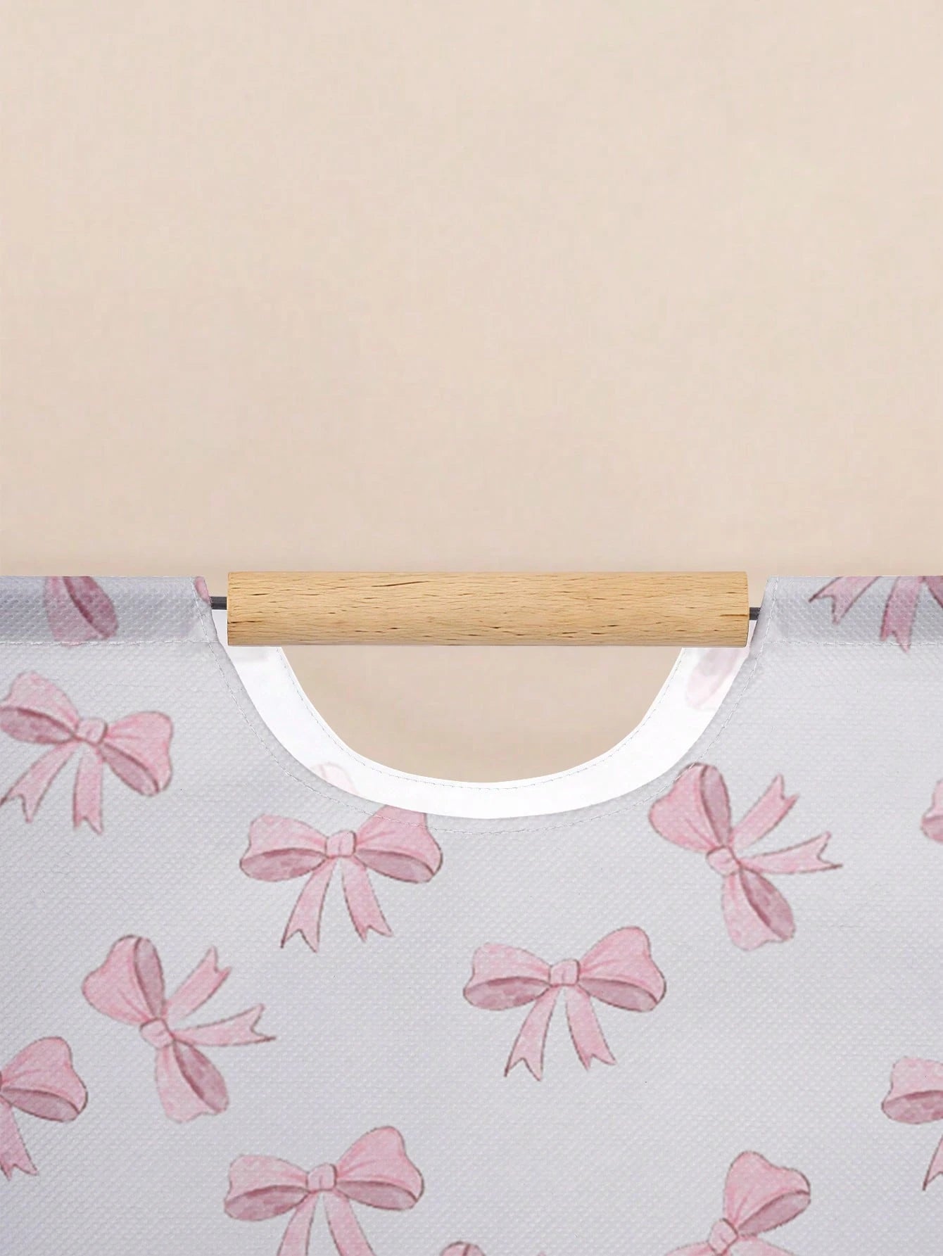 1pc Bow Print Laundry Basket, 52*36.5*24.5cm Large Capacity Fabric Dirty Clothes Storage Bin, Bedroom Decor Laundry Hamper, Bathroom Socks & Toy Organizer