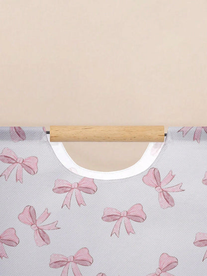 1pc Bow Print Laundry Basket, 52*36.5*24.5cm Large Capacity Fabric Dirty Clothes Storage Bin, Bedroom Decor Laundry Hamper, Bathroom Socks & Toy Organizer