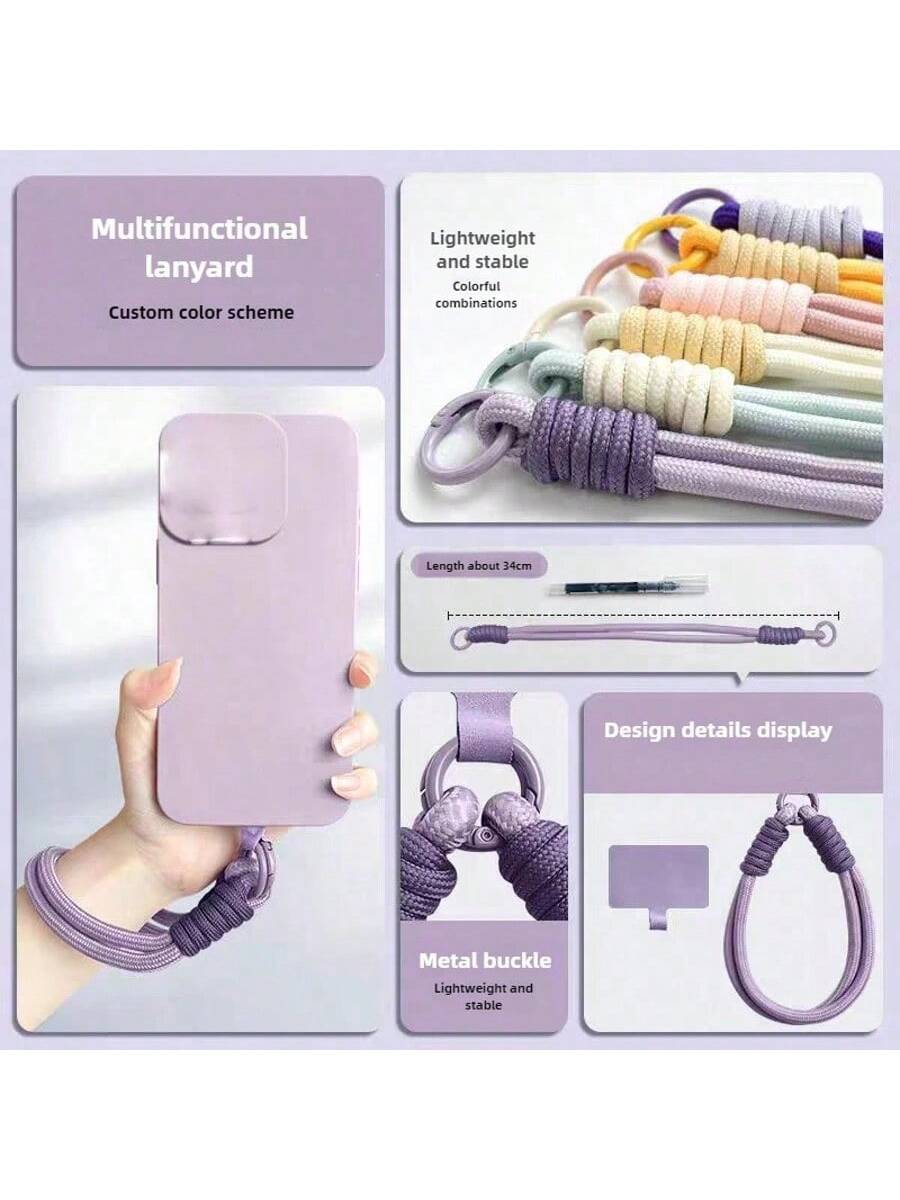 1pc Braided Rope Phone Lanyard Solid Color Candy Color Multifunction Wrist Strap Universal Version Easy Disassembly Hand Woven Rope Phone Case Pendant