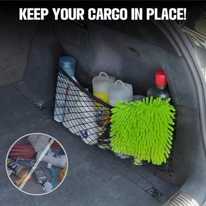 1pc Car Accessories Storage Net, Universal Trunk Organizer Net + Rear Seat Nylon Storage Net, Flexible Fit For Multiple Vehicle Models, Fully Utilize Corner Space