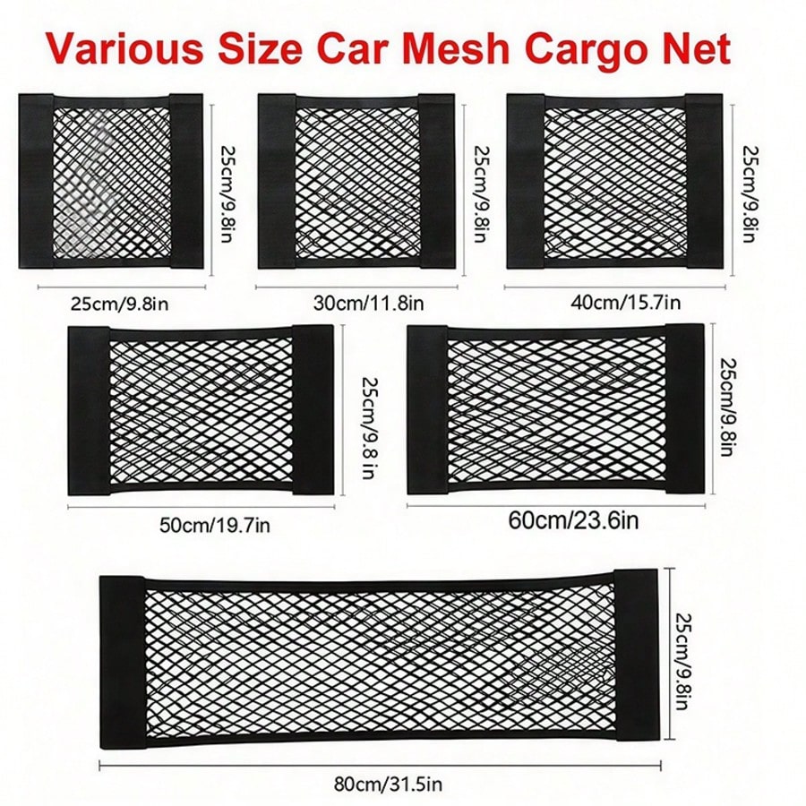1pc Car Accessories Storage Net, Universal Trunk Organizer Net + Rear Seat Nylon Storage Net, Flexible Fit For Multiple Vehicle Models, Fully Utilize Corner Space