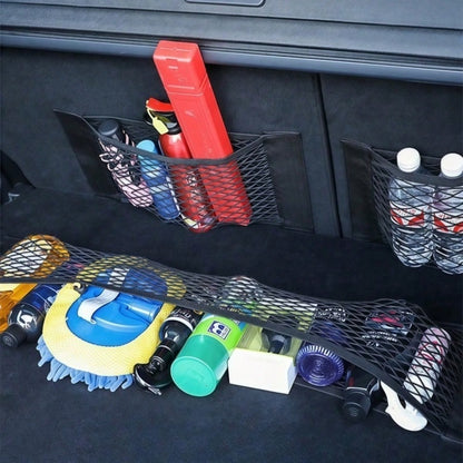 1pc Car Accessories Storage Net, Universal Trunk Organizer Net + Rear Seat Nylon Storage Net, Flexible Fit For Multiple Vehicle Models, Fully Utilize Corner Space
