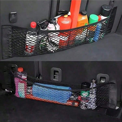 1pc Car Accessories Storage Net, Universal Trunk Organizer Net + Rear Seat Nylon Storage Net, Flexible Fit For Multiple Vehicle Models, Fully Utilize Corner Space