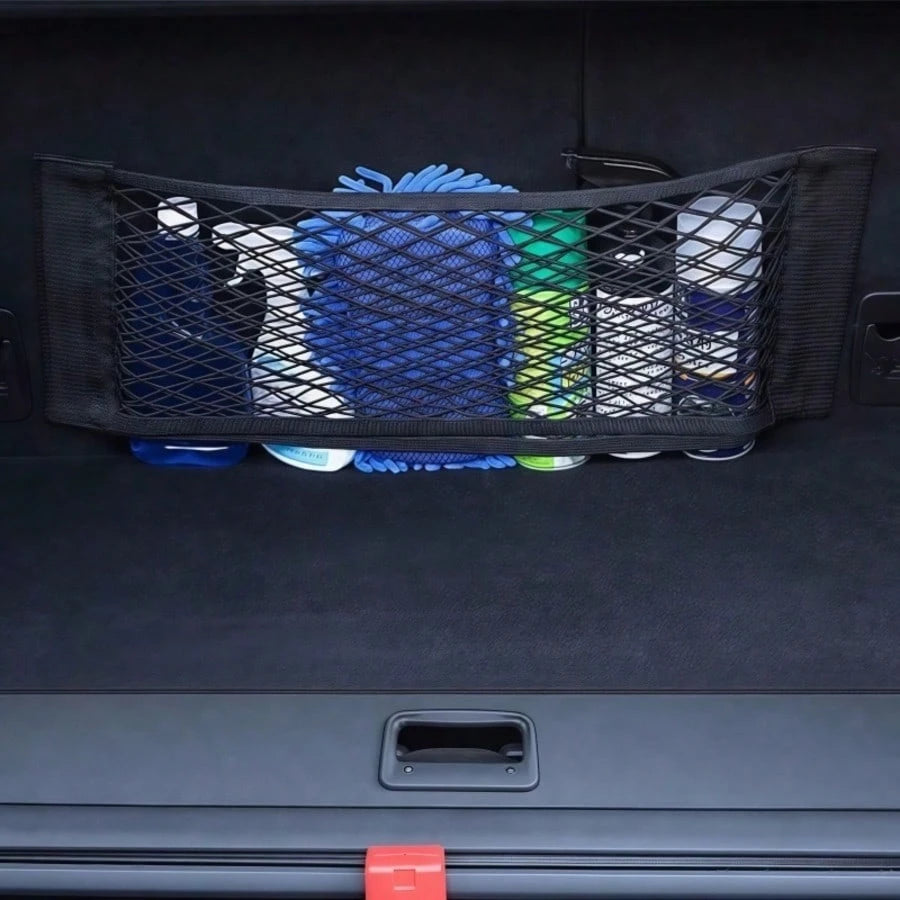 1pc Car Accessories Storage Net, Universal Trunk Organizer Net + Rear Seat Nylon Storage Net, Flexible Fit For Multiple Vehicle Models, Fully Utilize Corner Space