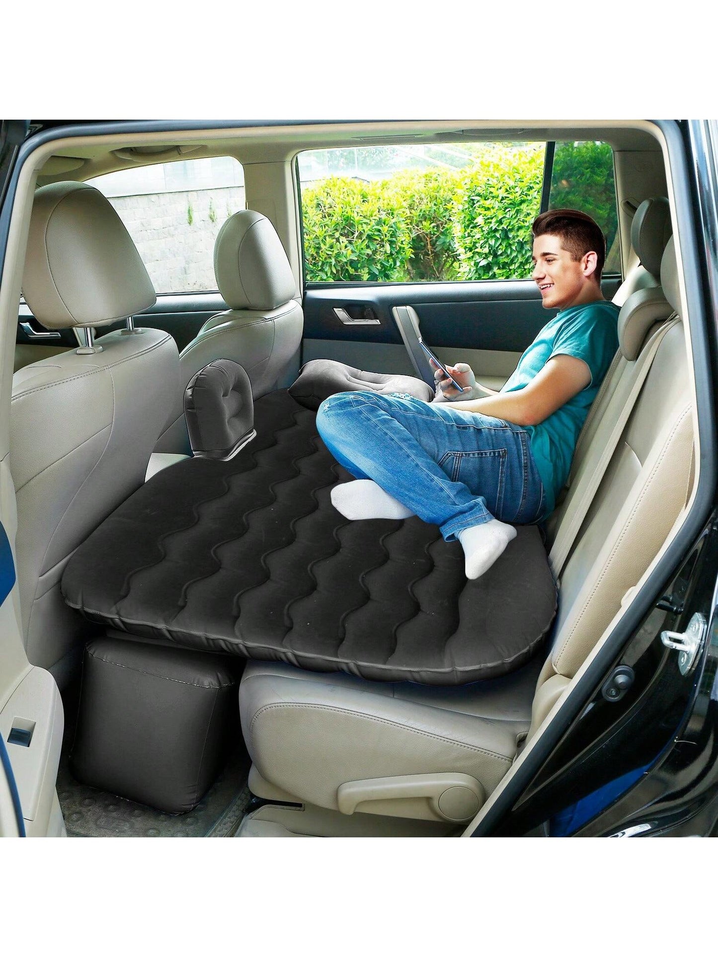 1Pc Car Air Mattress Bed Inflation Car Mattress Bed Portable Travel Camping Sleep Mat Car Inflation Bed Car Accessories For Summer Trip Beach Vacation