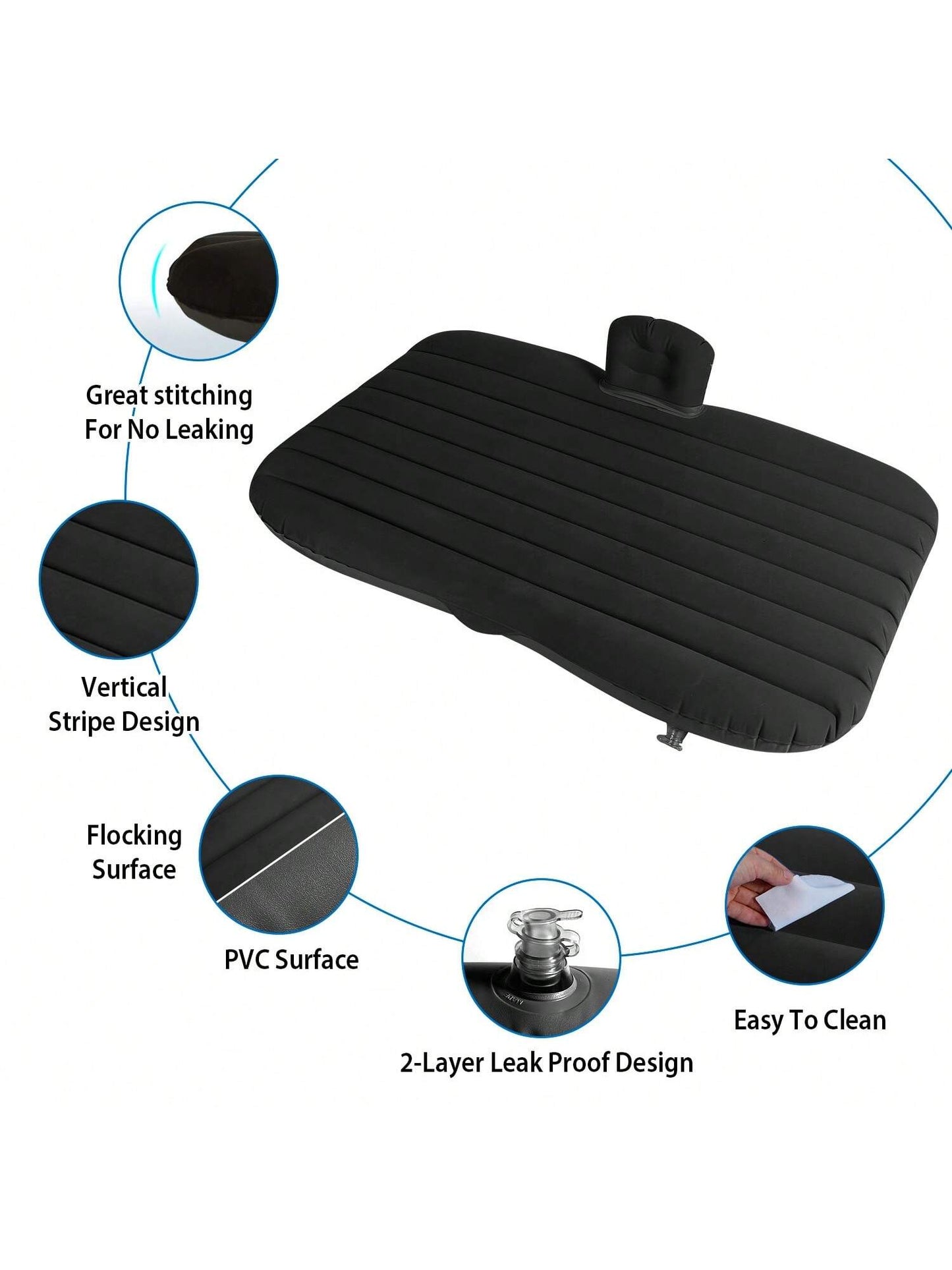 1Pc Car Air Mattress Bed Inflation Car Mattress Bed Portable Travel Camping Sleep Mat Car Inflation Bed Car Accessories For Summer Trip Beach Vacation