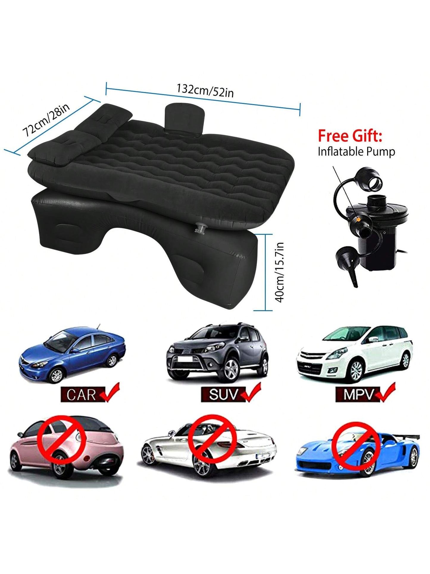 1Pc Car Air Mattress Bed Inflation Car Mattress Bed Portable Travel Camping Sleep Mat Car Inflation Bed Car Accessories For Summer Trip Beach Vacation