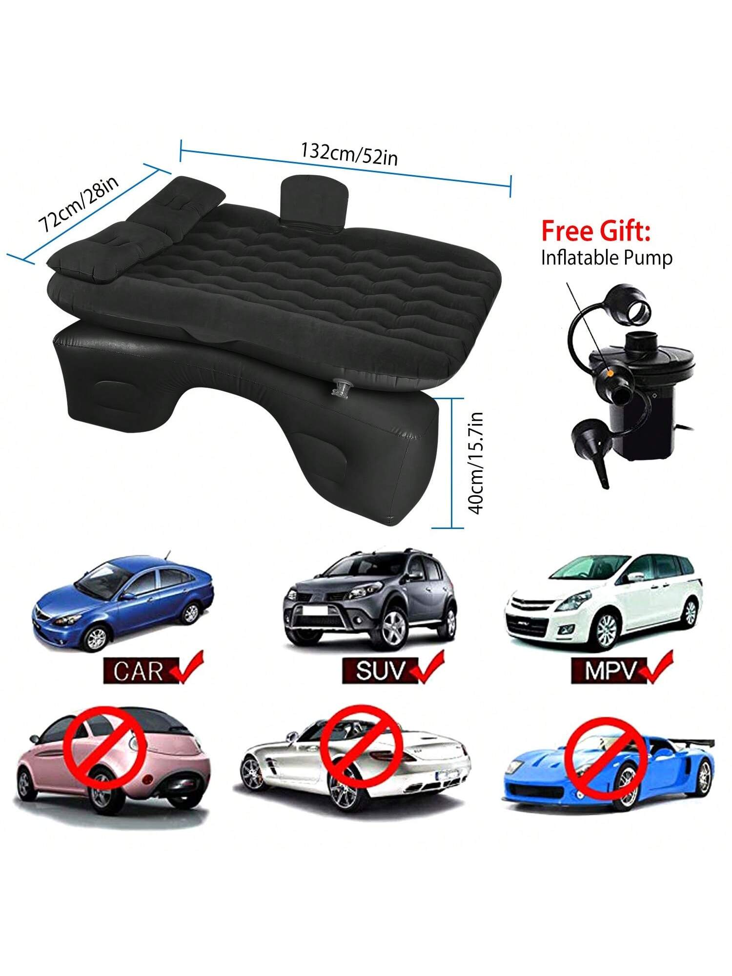 1Pc Car Air Mattress Bed Inflation Car Mattress Bed Portable Travel Camping Sleep Mat Car Inflation Bed Car Accessories For Summer Trip Beach Vacation
