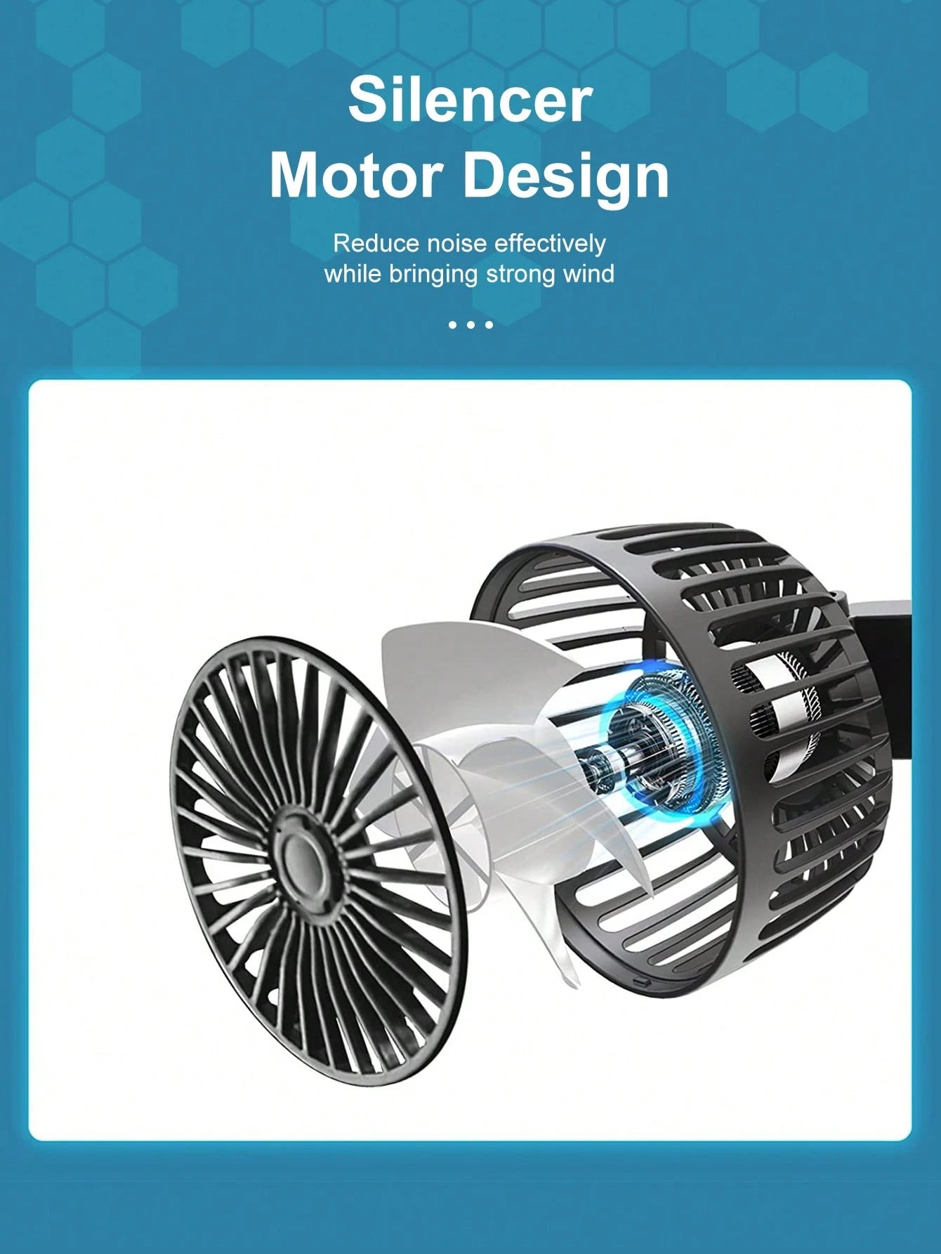 1pc Car Fan, Double Head Rear Seat Fan With Powerful Wind, 3 Levels Wind Speed, 5pcs White Fan Blades, 360 Degree Adjustable Angle, High Airflow, Low Noise, Effectively Promote Air Circulation, Ventil