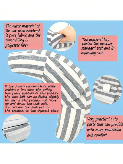 1pc Car Headrest Safety Belt Pillow, Car Accessories Pillow For Sleeping (Please Judge Whether The Size Meets The Purchase Requirement)