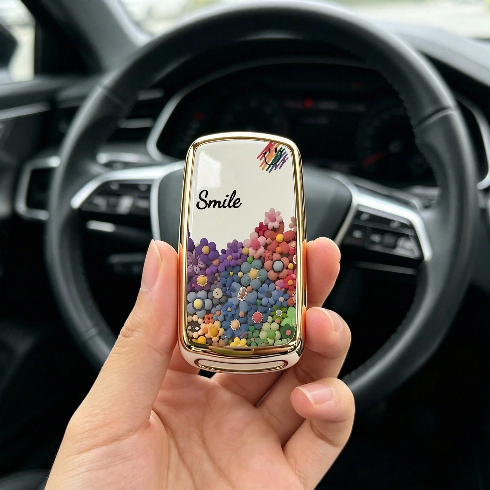 1pc Car Key Case-Fashion Prints,Suitable For Jetta Mk6, Polo Mk5, Golf Mk6, Tiguan Mk1, Passat B7, Passat NMS, Caddy Mk3, Beetle, Amarok, Touran Mk1. Advanced Soft-Touch, Does Not Block Signal, Unisex