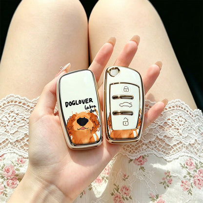 1pc Car Key Case-Modern Print,Suitable For Audi A3 8P, A6 C6, Q3 8U, A1 8X, Q7 4L, TT 8J, R8 42.Advanced Soft-Touch, Does Not Block Signal, Unisex.