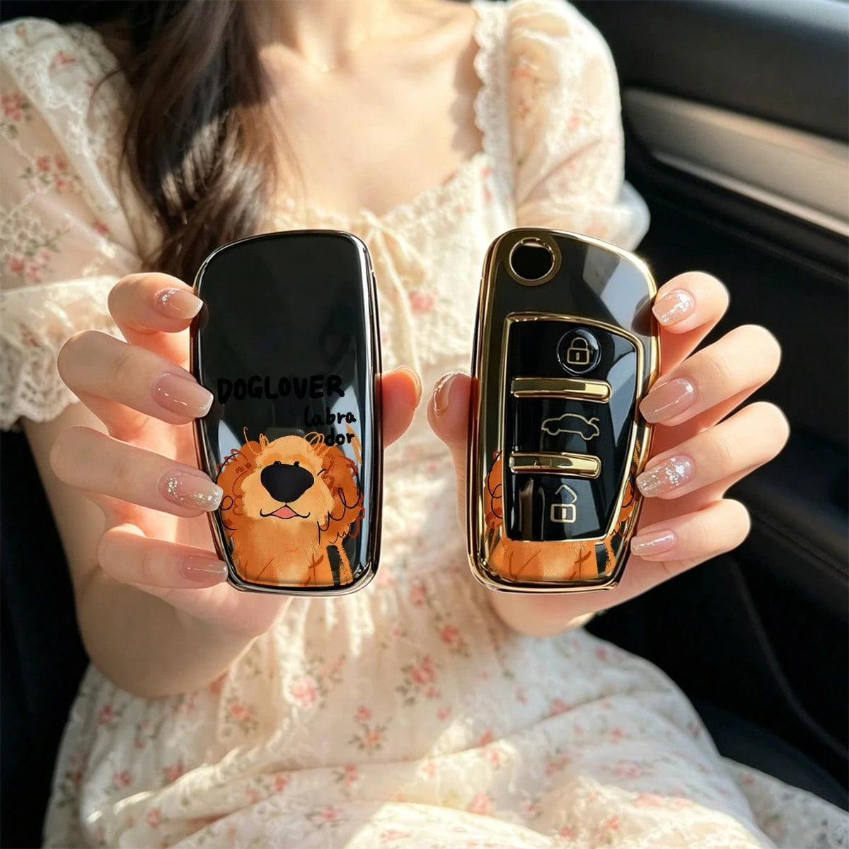 1pc Car Key Case-Modern Print,Suitable For Audi A3 8P, A6 C6, Q3 8U, A1 8X, Q7 4L, TT 8J, R8 42.Advanced Soft-Touch, Does Not Block Signal, Unisex.