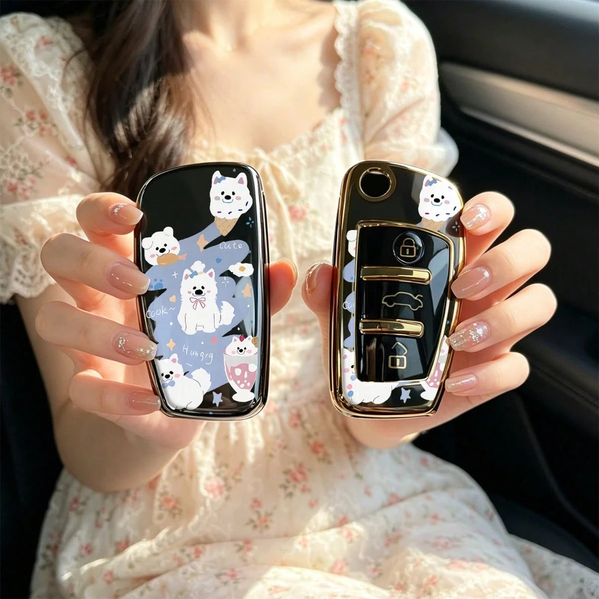 1pc Car Key Case-Modern Print,Suitable For Audi A3 8P, A6 C6, Q3 8U, A1 8X, Q7 4L, TT 8J, R8 42.Advanced Soft-Touch, Does Not Block Signal, Unisex.