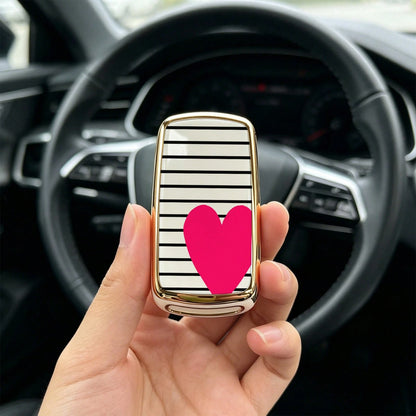 1pc Car Key Case-Premium Print,Suitable For Jetta Mk6, Polo Mk5, Golf Mk6, Tiguan Mk1, Passat B7, Passat NMS, Caddy Mk3, Beetle, Amarok, Touran Mk1. Advanced Soft-Touch, Does Not Block Signal, Unisex.