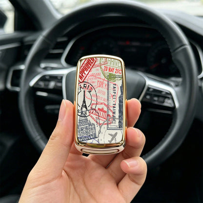 1pc Car Key Case-Premium Print,Suitable For Jetta Mk6, Polo Mk5, Golf Mk6, Tiguan Mk1, Passat B7, Passat NMS, Caddy Mk3, Beetle, Amarok, Touran Mk1. Advanced Soft-Touch, Does Not Block Signal, Unisex.
