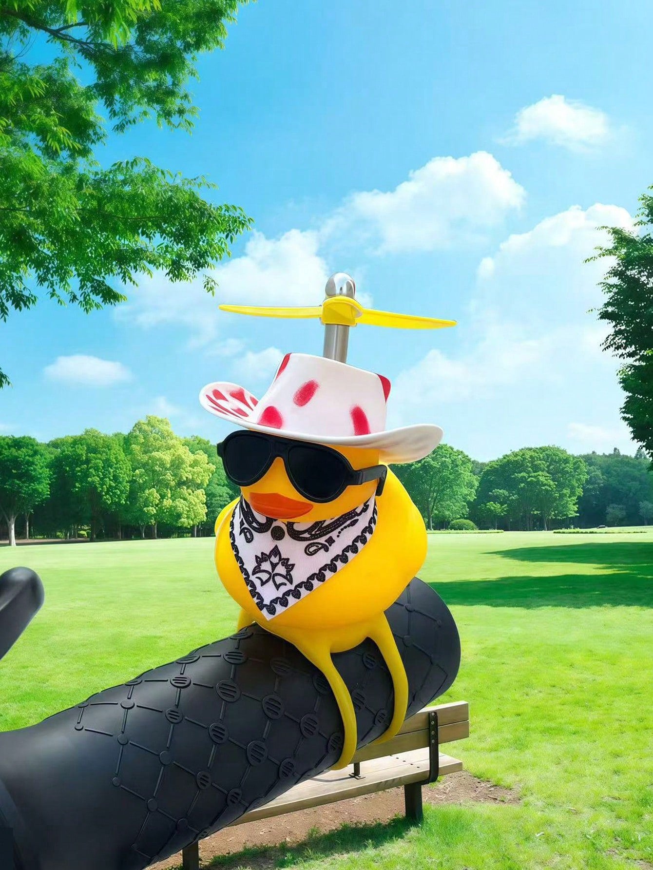 1pc Car & Motorcycle Decorative Cowboy Yellow Duck Wind Breaking Duck