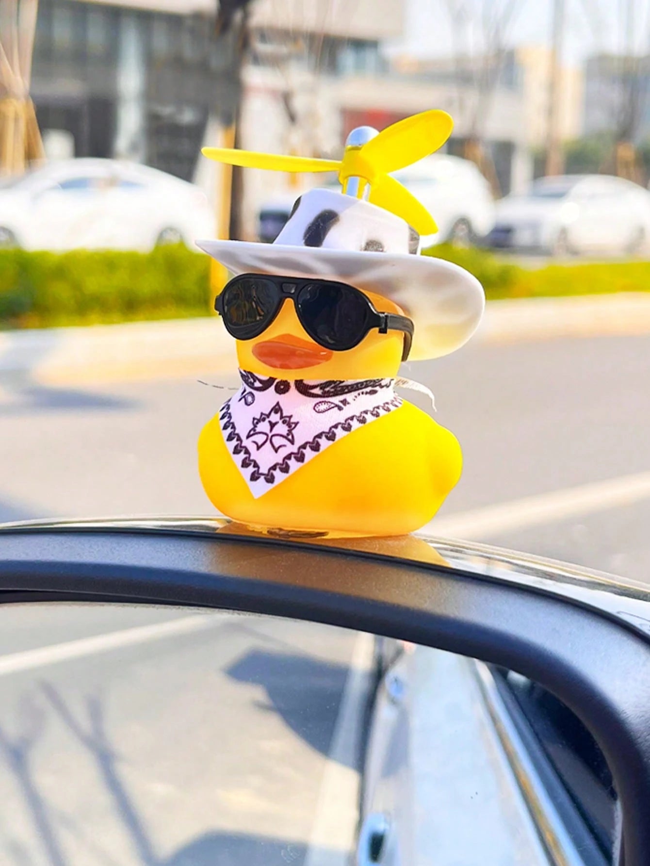 1pc Car & Motorcycle Decorative Cowboy Yellow Duck Wind Breaking Duck