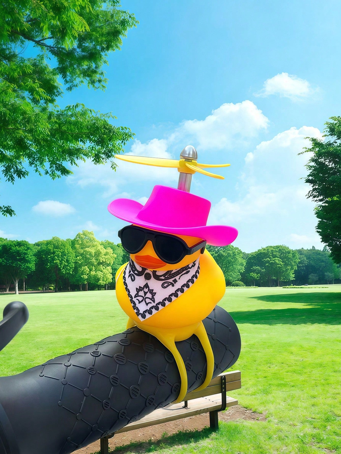 1pc Car & Motorcycle Decorative Cowboy Yellow Duck Wind Breaking Duck