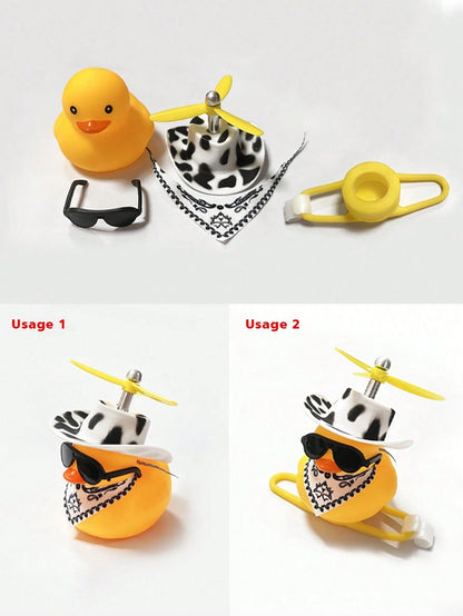1pc Car & Motorcycle Decorative Cowboy Yellow Duck Wind Breaking Duck