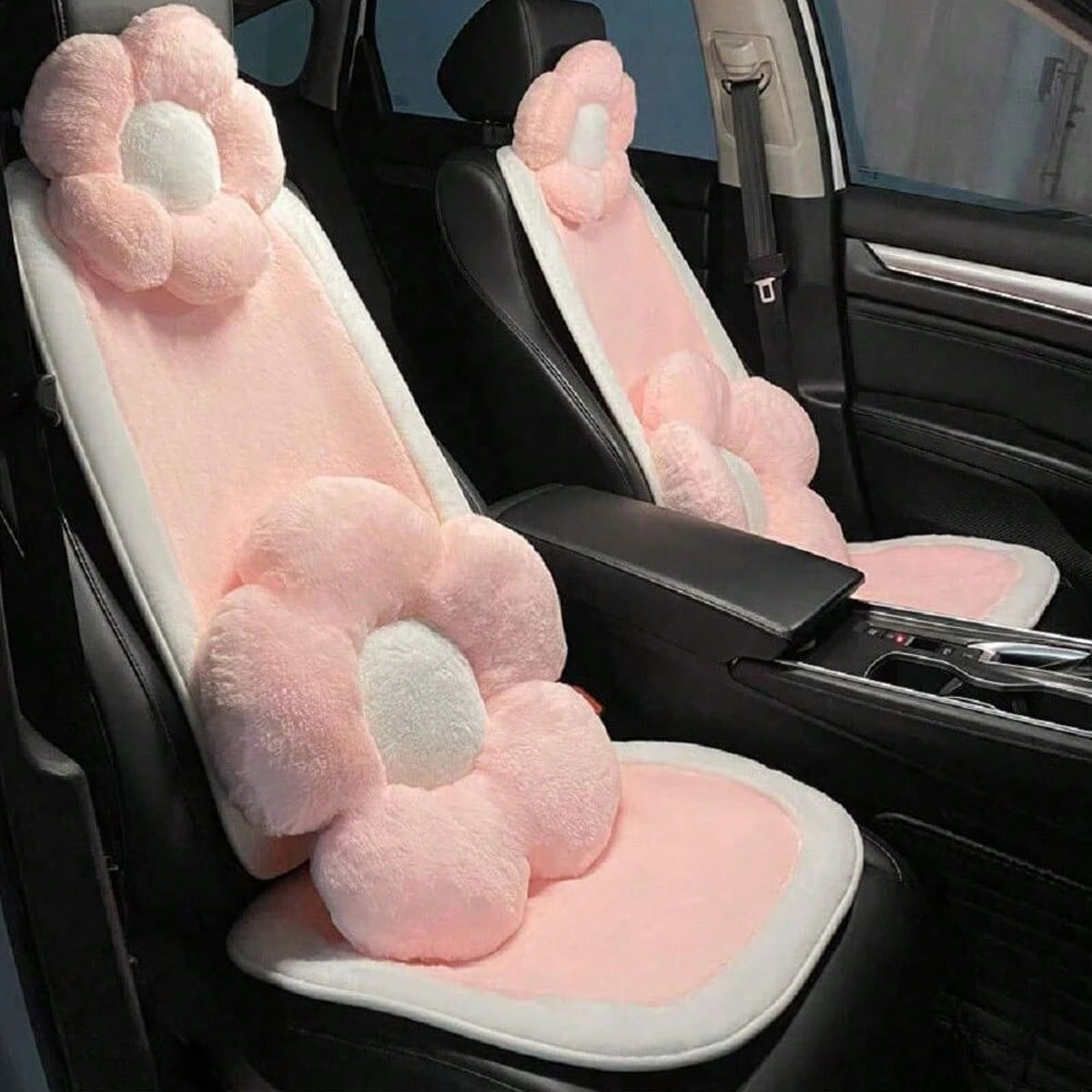 1pc Car Seat Cushion Powder Long Plush Cute Car Universal Seat Cushion Warm Anti Slip Comfortable Car Seat Protective Cover Can Also Be Used As A Chair Cushion(Note The Size