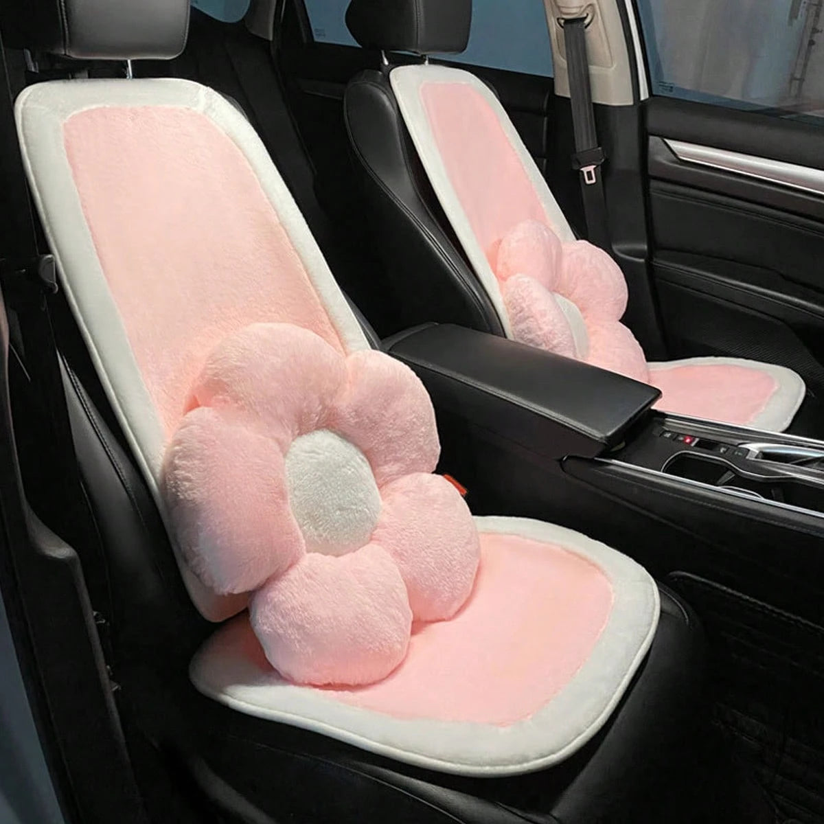1pc Car Seat Cushion Powder Long Plush Cute Car Universal Seat Cushion Warm Anti Slip Comfortable Car Seat Protective Cover Can Also Be Used As A Chair Cushion(Note The Size