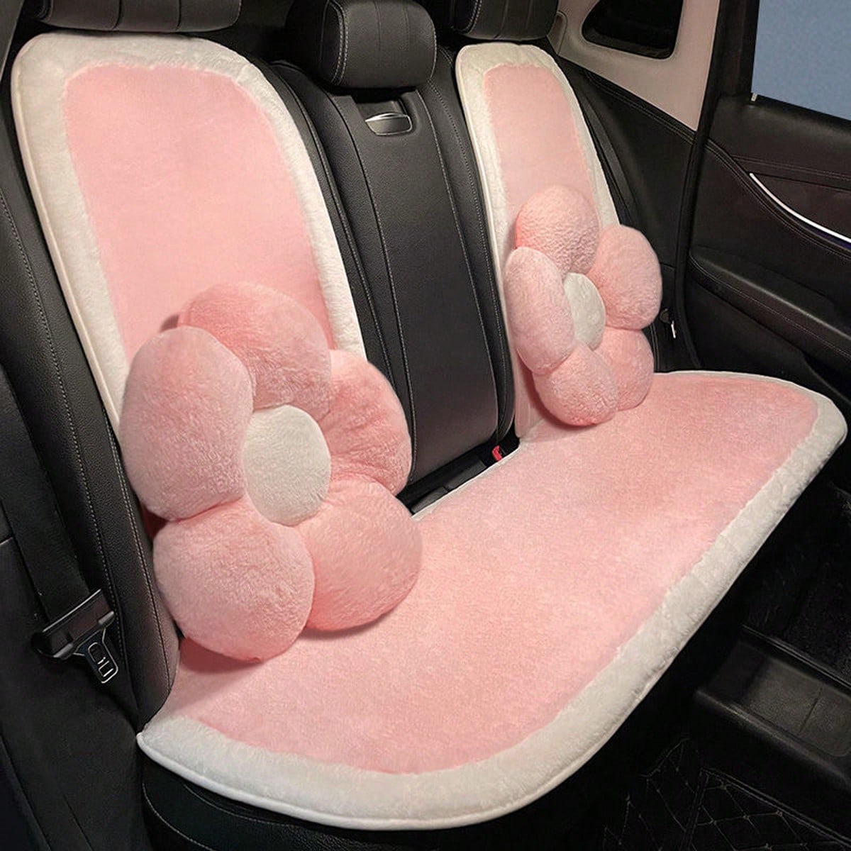 1pc Car Seat Cushion Powder Long Plush Cute Car Universal Seat Cushion Warm Anti Slip Comfortable Car Seat Protective Cover Can Also Be Used As A Chair Cushion(Note The Size