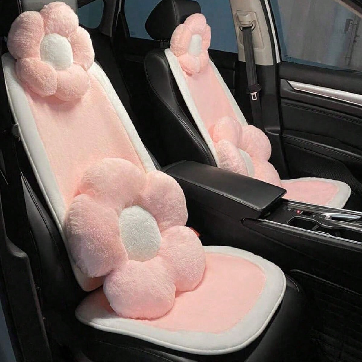 1pc Car Seat Cushion Powder Long Plush Cute Car Universal Seat Cushion Warm Anti Slip Comfortable Car Seat Protective Cover Can Also Be Used As A Chair Cushion(Note The Size