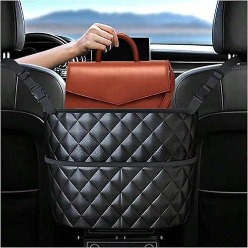 1pc Car Seat-Mounted Organizer- Leather Handbag Fixing Device For Phones, Keys, Wallets & Bottles, Vehicle-Specific Storage