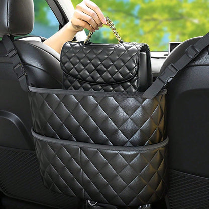1pc Car Seat-Mounted Organizer- Leather Handbag Fixing Device For Phones, Keys, Wallets & Bottles, Vehicle-Specific Storage