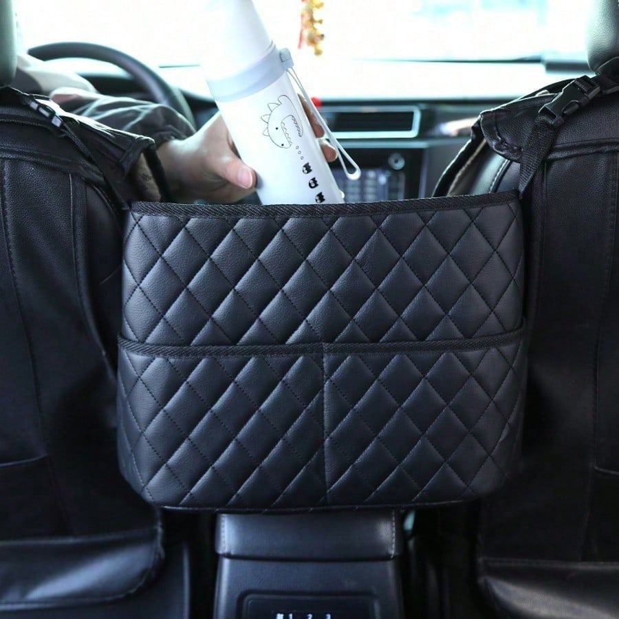 1pc Car Seat-Mounted Organizer- Leather Handbag Fixing Device For Phones, Keys, Wallets & Bottles, Vehicle-Specific Storage