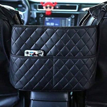 1pc Car Seat-Mounted Organizer- Leather Handbag Fixing Device For Phones, Keys, Wallets & Bottles, Vehicle-Specific Storage